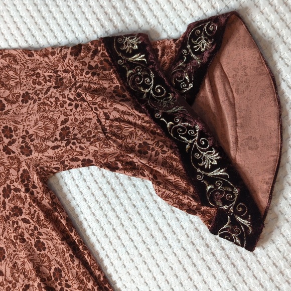 Soft Surroundings Tuscany Tunic Exaggerated Overlapping Velvet Trim Sleeve Size - Picture 3 of 10